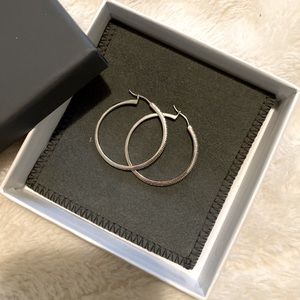 Diamond crystal hoop sterling silver earrings